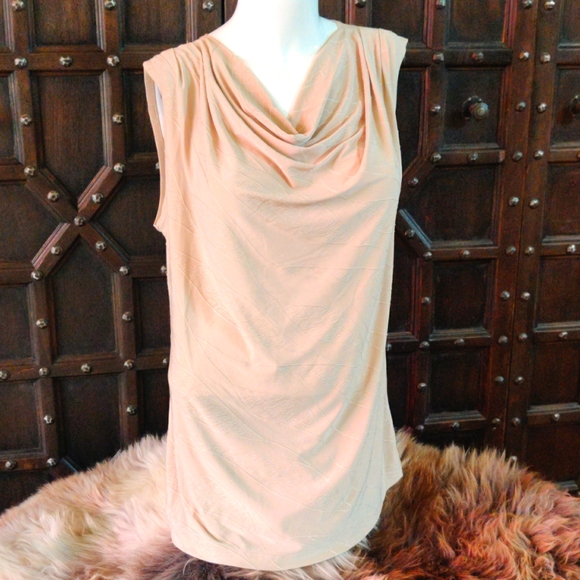 Roz & Ali Tops - NEW Large beige cowl neck sleeveless blouse MOVING SOON, PLEASE MAKE OFFER!